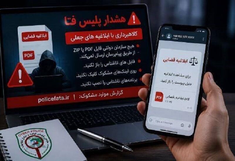 هشدار پلیس فتا؛ فایل‌های ابلاغیه قضایی در پیام‌رسان‌ها تله کلاهبرداران است